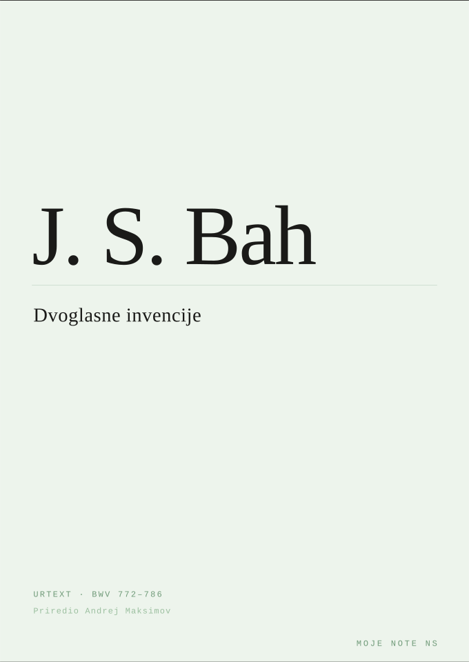 Naslovna strana — Dvoglasne invencije