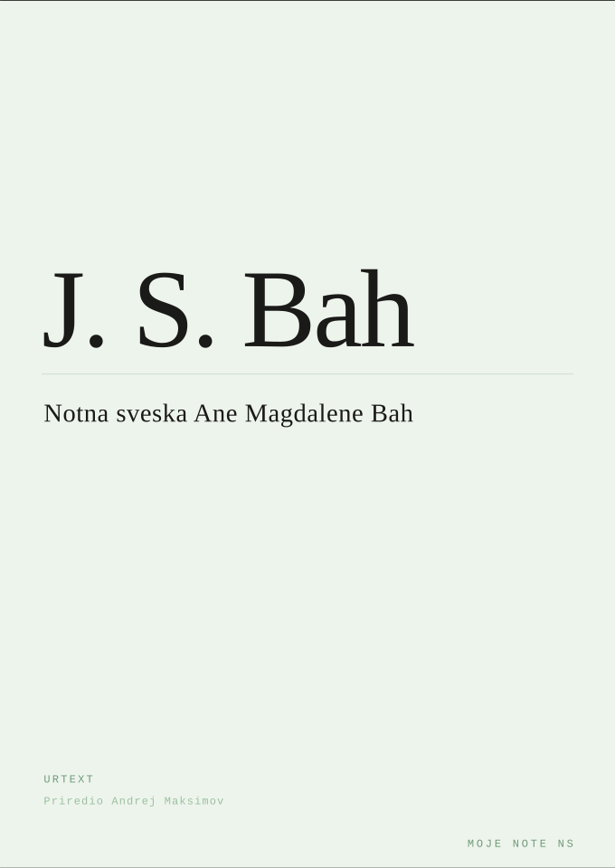 Naslovna strana — Notna sveska Ane Magdalene Bah